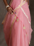 Blush Pink Kota Doria Saree with Border & Tassles